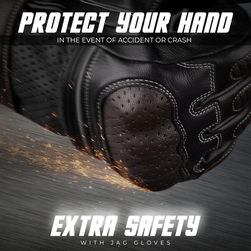 Ninja Leather Motorcycle Gloves with Black/Brown Knuckle Protection